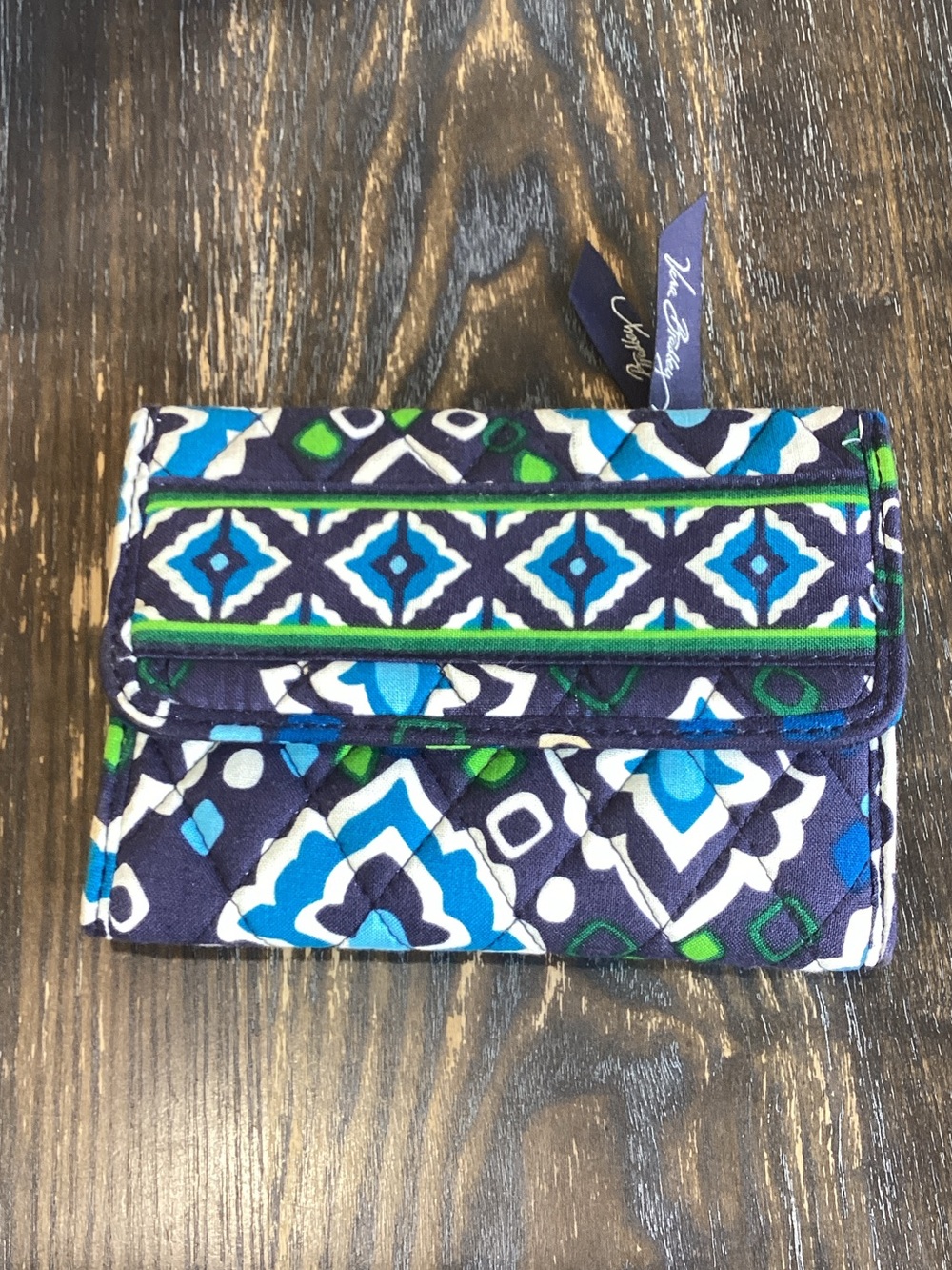 Vera Bradley Quilted Wallet in Ink Blue Medallion Print